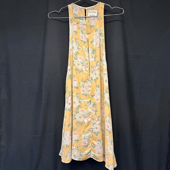 PRIVACY PLEASE - Halter Tank Summer Dress - Womens Small - yellow - floral print - Picture 1 of 11